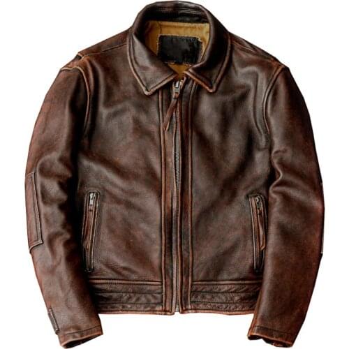 High Quality Genuine Leather Coat For Men 5XL Windbreaker Cowhide Jacket Bomber Trench Coat Male Winter Men Clothing Plus Size