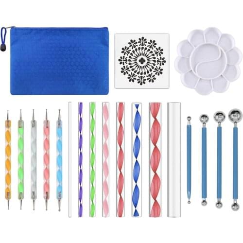 19-piece clay pot tool set acrylic rod indentation steel ball pen plastic color palette template student tools office supplies