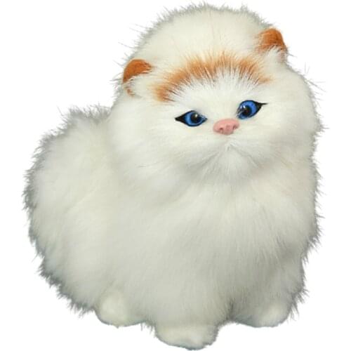 Real Hair Cat Dolls Simulation animal toy cats will meowth childrens pet cat plush toys ornaments birthday gift Electronic Pet