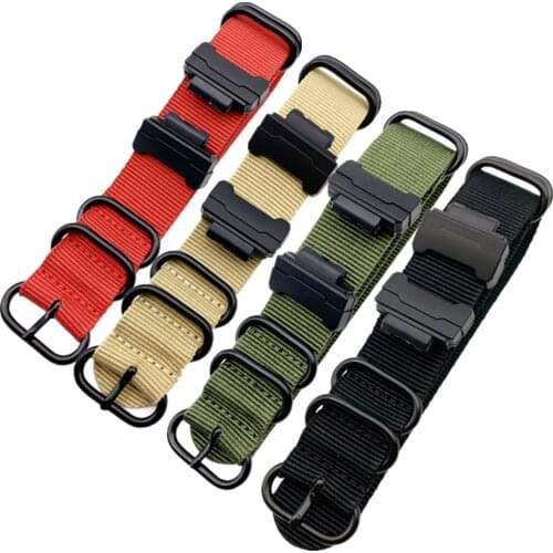 Nylon NATO Watchband for Casio GD-110/ 100/120, GA-100/110/400, DW-5600,GW-6900 Black Buckle Bracelet Band Strap With Adapters