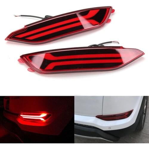 Niscarda 2x LED Rear Bumper Reflector Light Car Driving Brake Fog Trim Molding Tail Lamp For Hyundai Tucson 2015 2016