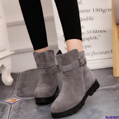 New Women Warm Snow Ankle Boots Buckle Match Solid Martin Boots Shoes High Quality Girls Hot Sale Winter Boots sdc5