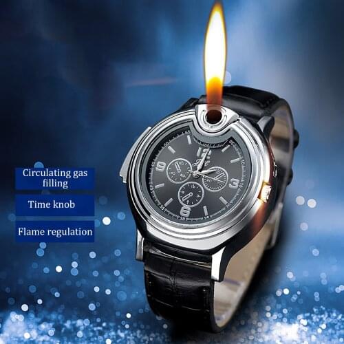 Creative Watch Inflatable Lighter Metal Personality Gas Electronic Open Flame Lighter Watch Lighter Watch 2021 Fashion Watch Men