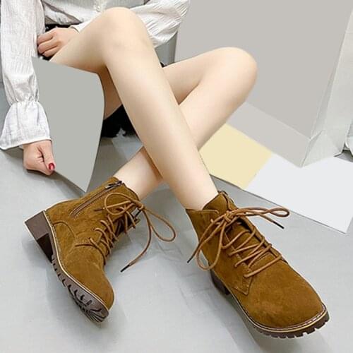 Autumn Women Boots Ladies Thick Ankle Boots Plus Size Ladies Pumps Female 3.5cm High Heel Platform Rubber Shoes