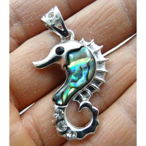 Natural Paua Abalone Shell hippocampus Bead Pendant Alloy Jewelry making necklace for Women Vintage Jewelry Friendship Gifts F1