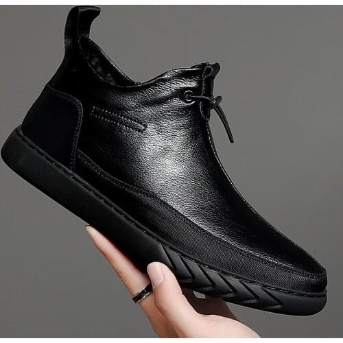 Casual mens shoes sneakers men leather shoes Summer And Winter Warm Shoes Black Men Loafers