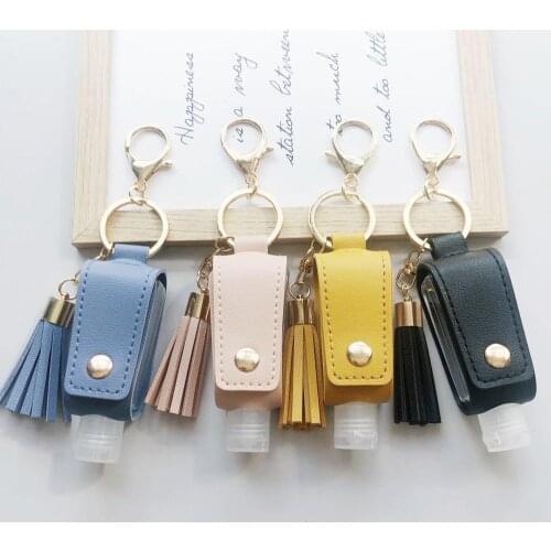 30ml Empty Refillable Bottle Leak Proof Plastic Travel Bottle Portable Squeeze Bottle With Tassel Leather Keychain Holder