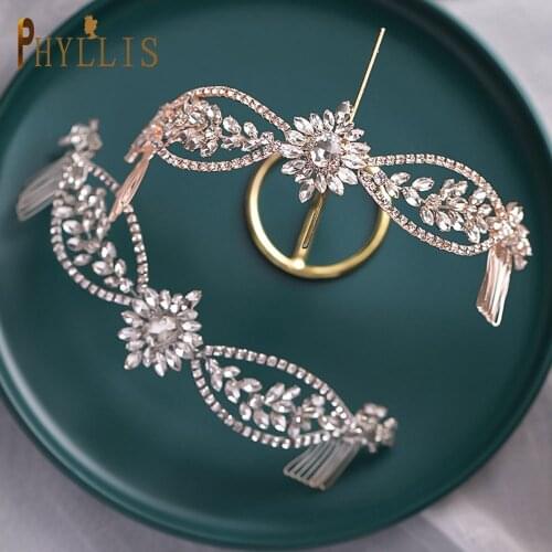 A105 Silver Wedding Comb Teeth Crystal Wedding Crowns Gold Baroque Queen Fashion Headband Bridal Headwear Women Headpiece