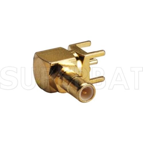 Superbat 10pcs SMB thru hole Jack Right Angle PCB Mount RF Coaxial Connector Goldplated