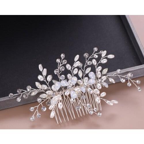 Wedding Imitation Pearl Hair Comb Bride Head Ornaments Wedding Hair Combs Hair Accessories Bridal Rhinestone Womens Jewelry