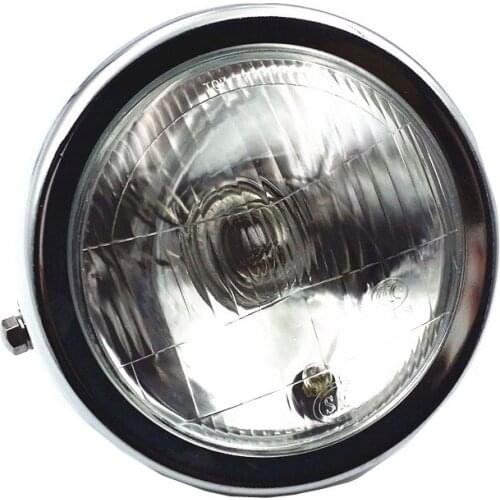 Universal 12V 35W Retro Metal Motorcycle Black/Chrome Side Mount Headlight Lamp Cafe Racer Bobber Cruiser Chopper Motorbike