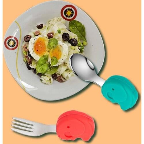 Toddler Baby Fork Knife and Spoon SetBaby Training Complementary Food Fork Spoon Set 2 Pack Red And Green Colors