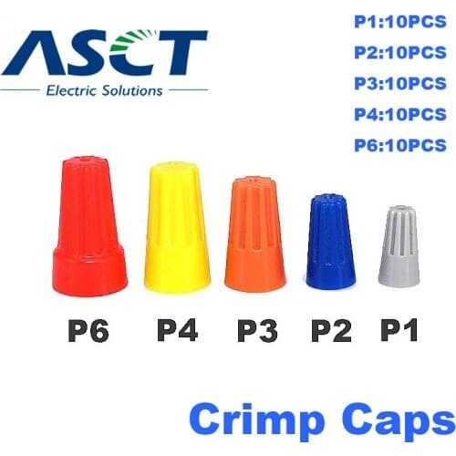 Total 50pcs/bag each 10pcs Crimp Caps Electrical Wire Connectors Terminals Cap Rotating Kit