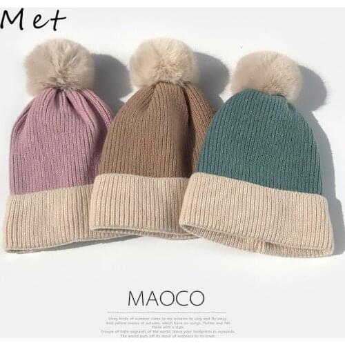 W14 Bubble Hat Winter Hat Womens Hat Thick Woolen Hat Warm Knitted Hat And Comfortable Ear Protection Japanese Cold Hat Warm