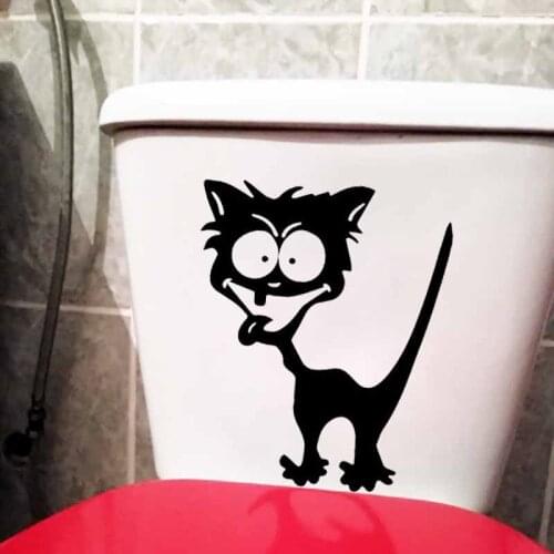 YOJA 19X23.1CM Funny Cat Toilet Sticker Living Bedroom Home Wall Decals Decor T5-0023