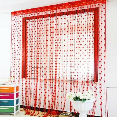 100x200cm Love Heart String Curtain Window Door Divider Sheer Curtain Valance