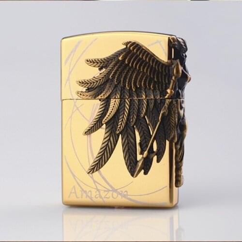 Female Warrior Armor Grinding Wheel Open Flame Lighter Gadgets for Men Briquets Et Accessoires Fumeurs Gifts for Men briquet