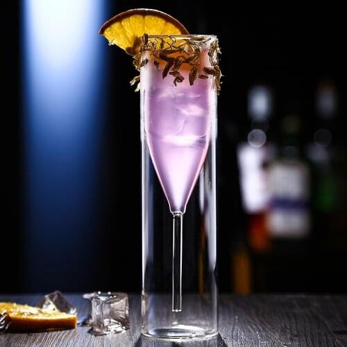 1PCS Borosilicate Double Wall Champagne Flutes, Champagne cup inside out,Reusable Glass,Best Gift for Parties, Weddings