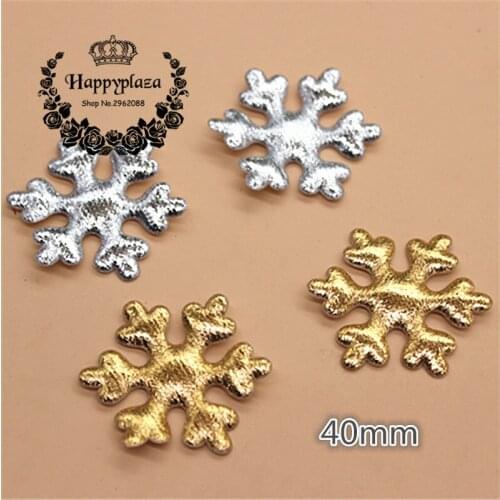 30pcs Non-woven Padded Gold/Silver Snowflake 4CM Scrapbook Appliques/ Craft/ Christmas decoration