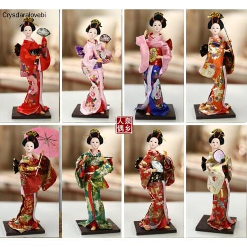 30cm Kawaii Japanese Lovely Geisha Figurines dolls with beautiful kimono New house office decoration Miniatures birthday gift