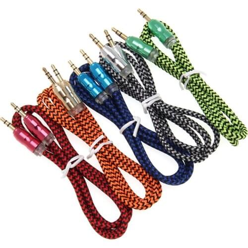Audio Cable 3.5mm Male To Male Nylon Braided AUX Cable Headphone Extension Code for Phone MP3 Car Headset Speaker 300pcs/lot