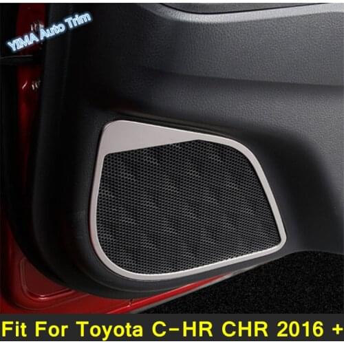 Lapetus Car Styling Side Door Speaker Loudspeaker Horn Frame Cover Trim For Toyota C-HR CHR 2016 - 2021 Stainless Steel Interior
