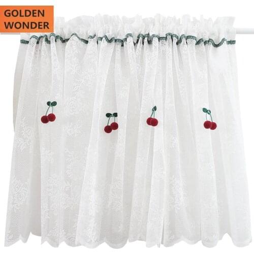 White Lace Tulle Half Short Door Curtains Cherry Princess Decoration Home Cheap Good Quality