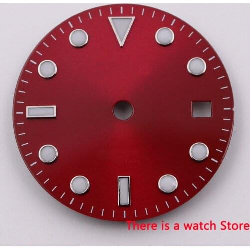 28.5mm no logo luminous date window Red Watch Dial fit ETA 2824 2836 MIYOTA 8215 821A Mingzhu DG2813 Automatic Movement