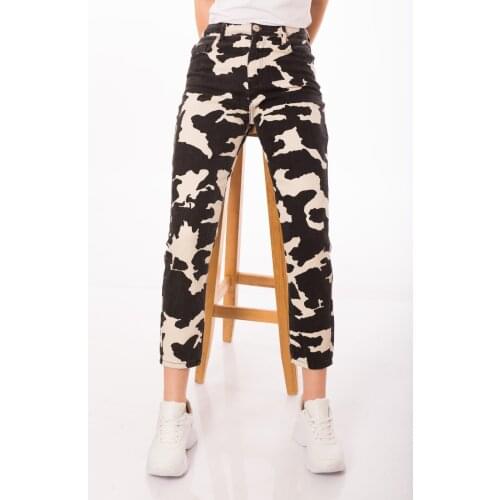 Diaves Woman New Summer Fashion Young Girl High Waist Pink Black Camouflage MOM Jeans Pants