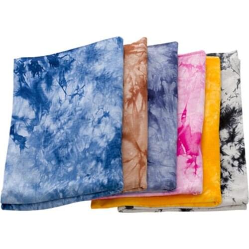 Tie Dye Handmade Dyeing Modal Fabrics Indigo Plant Floral Printed Stretch Spandex Thin Fabric Cloth Tissu Sewing Home Textile 1M