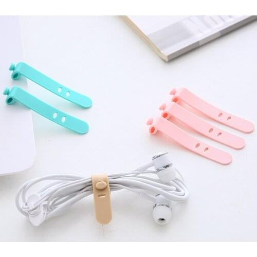 Kawaii 4PCS Silicone Earphone Cable Winder Cute Button Line Winder Bag Clip For MP4 Headphone Cord Storage Holder