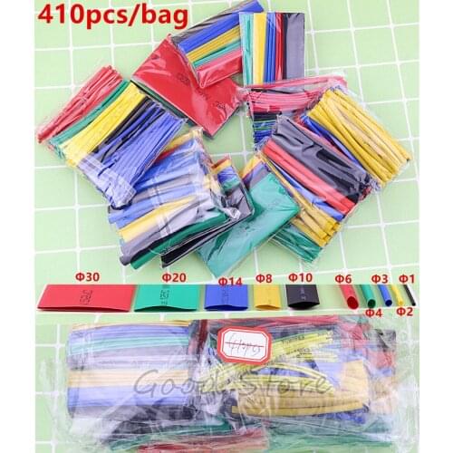 410 Pcs Wrap Wire Insulated Sleeve Kit Wrap Wire Cable Sleeve Tubing Cover Set Kit Polyolefin Heat Shrink Tube Shrinkable