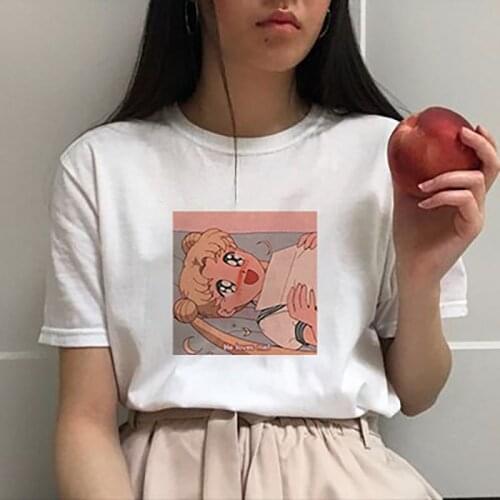 %100 Cotton Summer Ladies T-Shirt Cotton Cute Cute T-Shirt Casual girl Harajuku clothes retro print direct shipping punk album