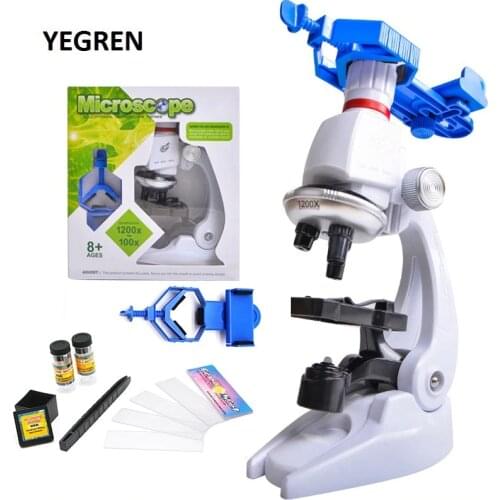 1200X Children Toy Biological Microscope Set Gift Monocular Microscope with Mount Biological Experiment Tool f/ Primary Student