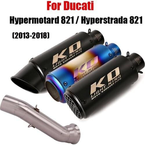 Motorcycle Middle Mid Pipe Connecting Link Tube Exhaust Pipe Muffler Tips For Ducati Hypermotard 821 Hyperstrada 821 2013-2018