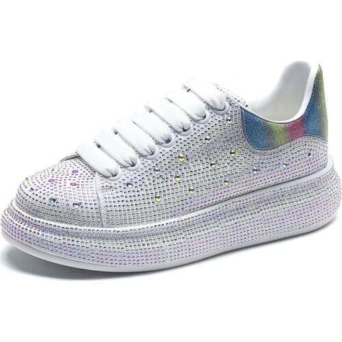 New Fashion Sneakers Women Sparkle Shoes Luxury Platform Women Trainers Rhinestone Heels Casual Shoes for Women Flats Loafers