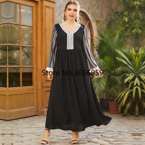 2021 New Arrivals African Dashiki Flowers Pattern Print Black Long Maxi Dress Long Sleeve African Dresses For Women 3XL 4XL