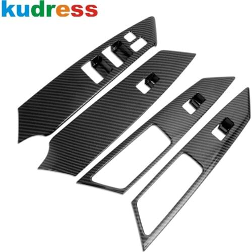 Car Interior Window Lift Switch Panel Cover Trim For Mitsubishi Pajero sport/Montero sport/Shogun sport 2019-2021 Carbon Fiber