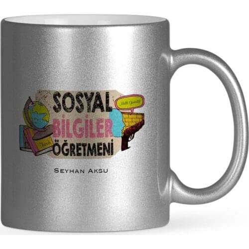 Personalized Social Studies Teacher Silver Gilt Mug Cup-3