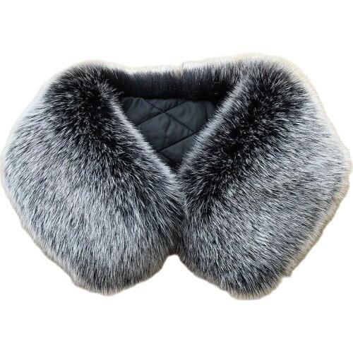 Qearlstar Women Faux Fur collar Scarf 55*15cm Luxury Soft Coats Hood Fur Decor Men Kids Fur Collar Wraps YC3