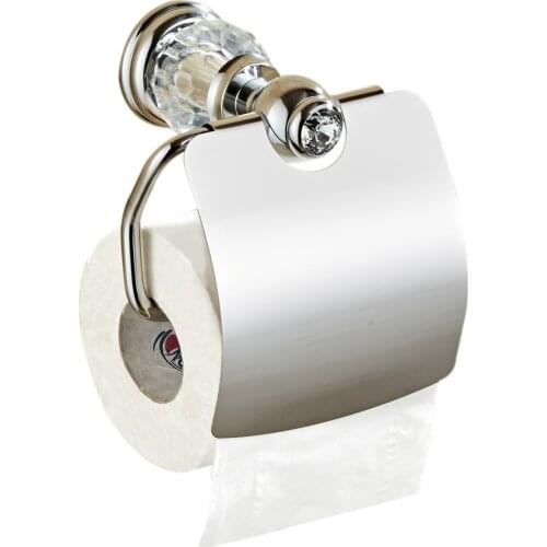 Leyden Luxury Toilet Tissue Holder Wall Mounted Toilet Paper Roll Chrome Crystal Toilet Paper Roll Holder Bathroom Accessories