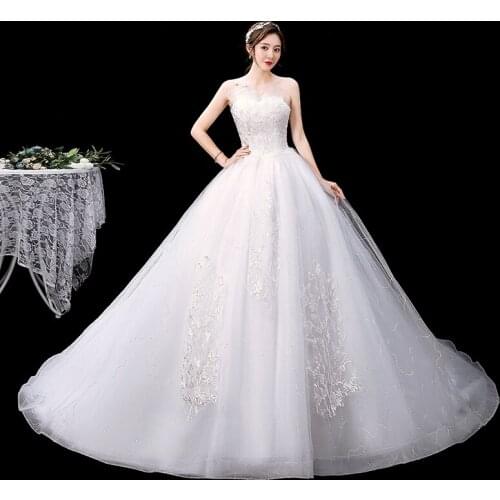 Train Dream Wedding Dress Plus Size Lxury Trailing Ball Gown Wedding Dresses for Women Bride Lace Dresses Vestidos De Novia