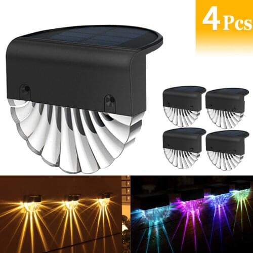 Solar Deck Lights, 4 Pack Outdoor Solar Step Lights Waterproof Solar Fence Lights, Acrylic Bubbles LED Solar Stair Light 2 Modes