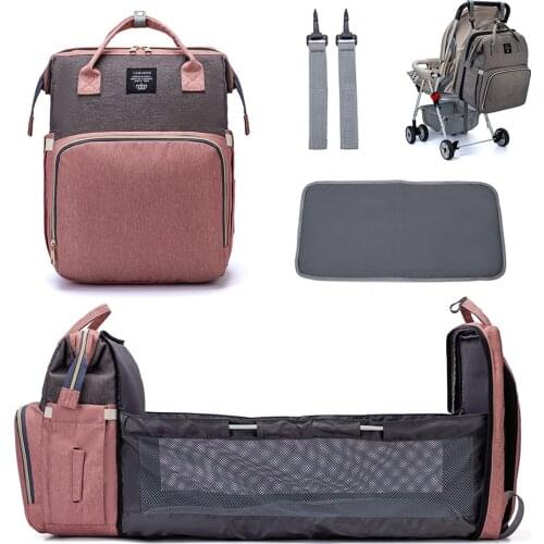 Large Capacity Diaper Bag Backpack Multifunctional Baby Bed Bags Maternity Nursing Handbag Stroller Bag with Hooks Bag Dropship
