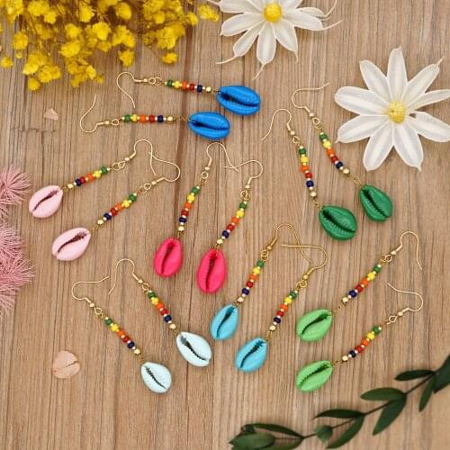 Go2Boho Seashell Earring Drop Dangle Earrings For Girl Women Summer Beach Shell Jewelry 2021 Colorful Beads Cute Pendientes