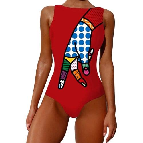 Womens Swimsuit Sexy Bathing Suit Graffiti Abstract Print Wide Straps Bikini Swimwear Bodysuit One Piece Suits Swim Monokini