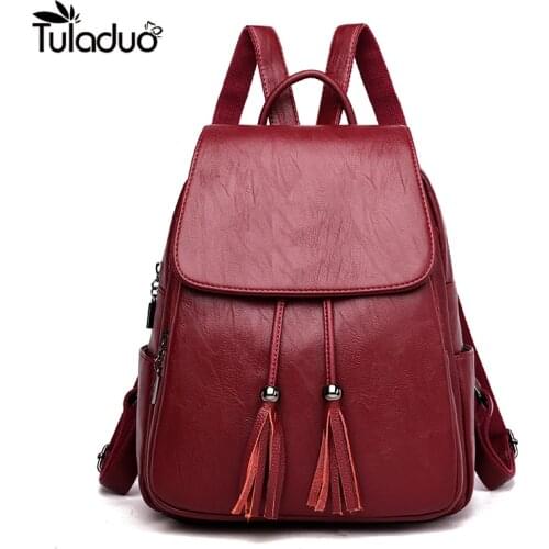 Mochila Mujer Real Leather Tassel Backpack Bagpack School Shoulder Bags For Women Backpack For Teenage Girls Back Pack Sac