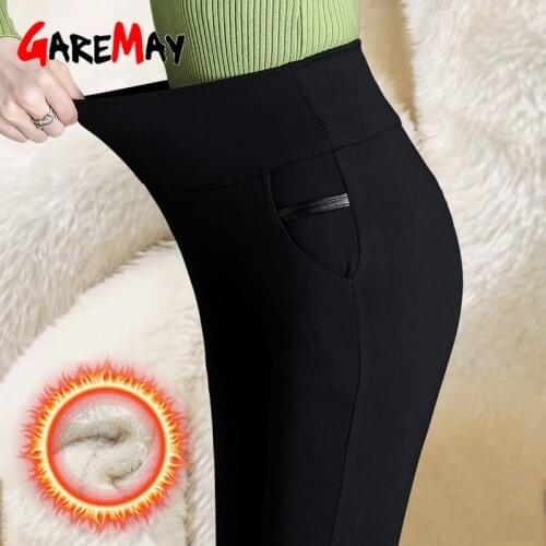 Winter Pants For Women Plus Size Cashmere Thicken Fleece Trousers Female Velvet Warmed Pants High Waist Stretch Leggings 2020