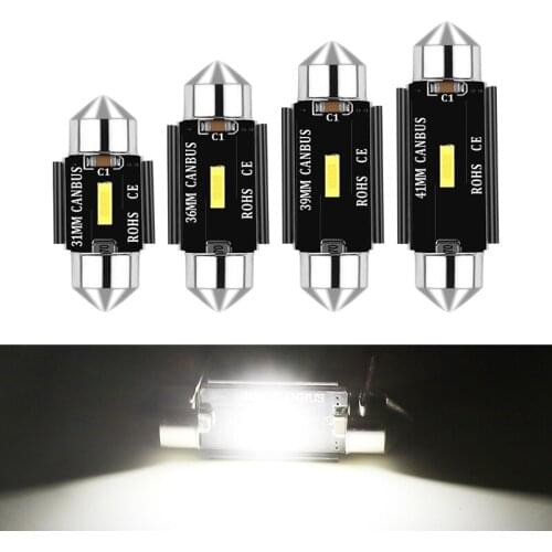 1Pcs Festoon 31mm 36mm 39mm 41mm C5W C10W Super Bright CSP LED Bulbs Car Dome Light Canbus No Error Auto Interior Reading Lamps