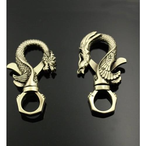 DIY leather craft wallet bag belt snap buckle solid brass material phoenix and dragon design ancient chinese style 3pcs/lot